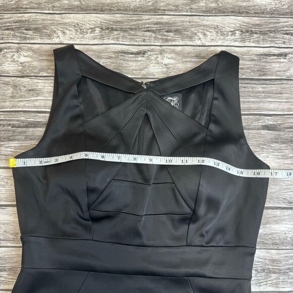JAX Women's Sleeveless Mini Cocktail Dress Black 6 Sheer Satin Cutout High Neck - Picture 9 of 14